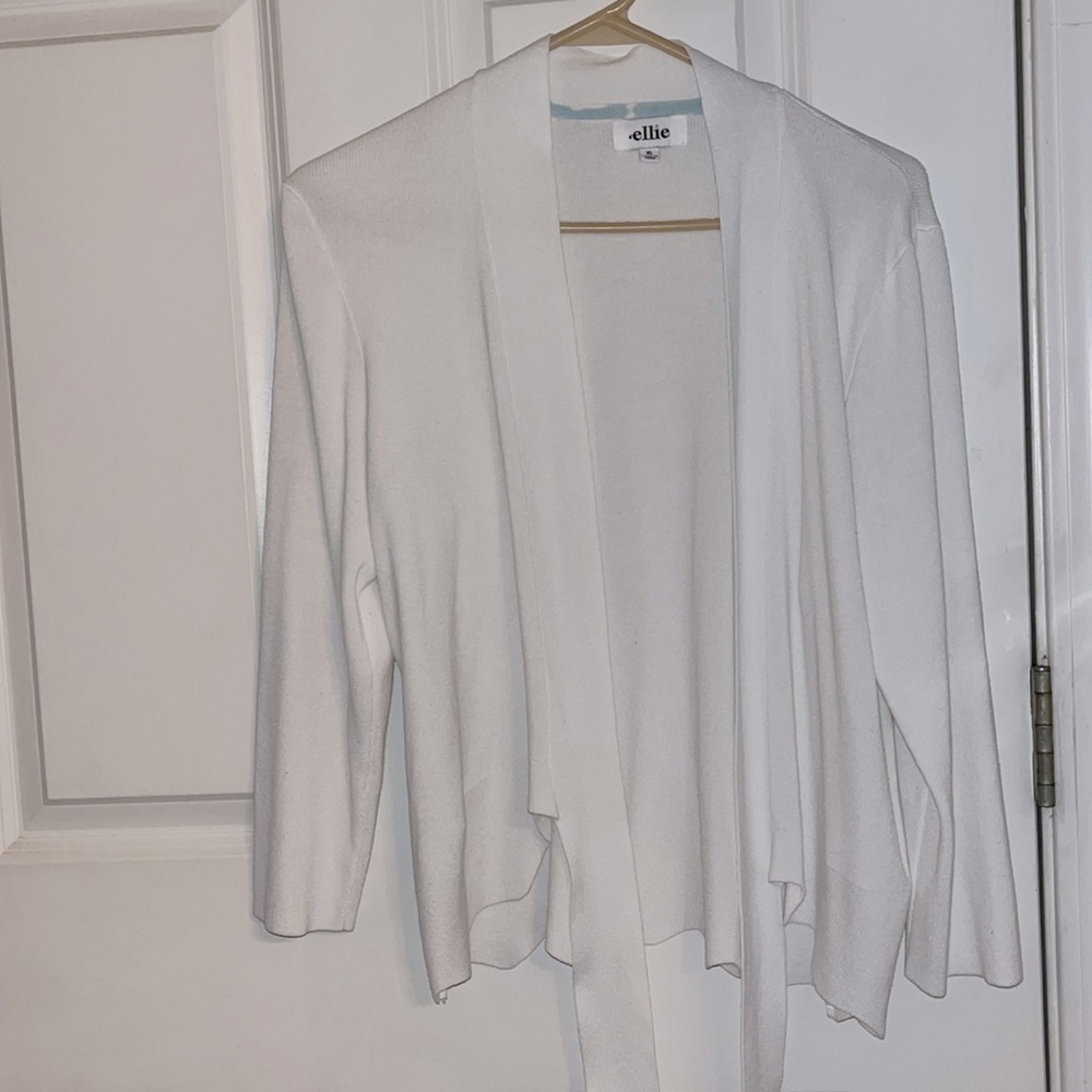 ellie white cardigan with front tie